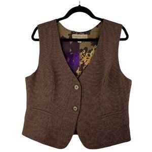 Coldwater Creek Brown Twill Vest Size 16 Womens